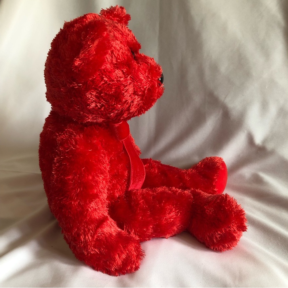 2001 Ty Beanie Buddy - Sizzle Red Valentine’s Bear with Velvet Ribbon - Picture 6 of 10